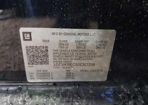 2018 Chevrolet Silverado 1500 1Lt из США, поврежденный, VIN 1GCVKREC5JZ317230